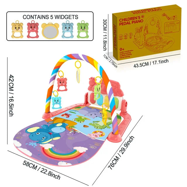 Alfombra de gimnasio para actividades musicales para bebé, alfombra para recién nacido, Pedal, teclado de Piano, estante de Fitness infantil, tapete para gatear, juguetes de regalo