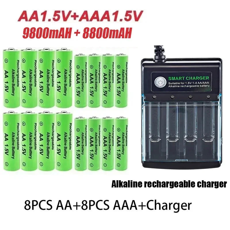 Batería AAA recargable AA Original, 1,5 V, AA 9800mAh/AAA 8800mAh para reloj, Radio, videojuego, cámara Digital, cargador AA AAA
