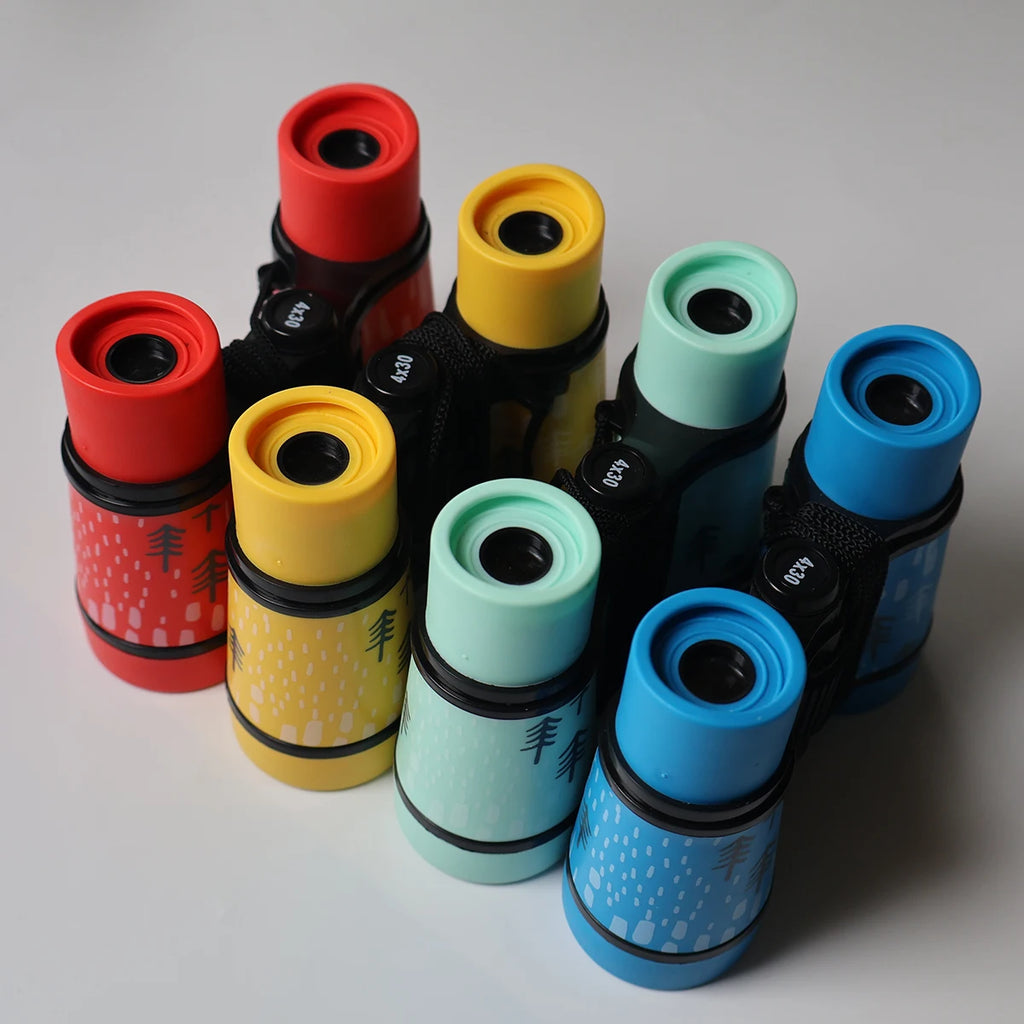 Binoculares 4x30 de plástico para niños, coloridos y ligeros, estilo contemporáneo, ocular compacto óptico