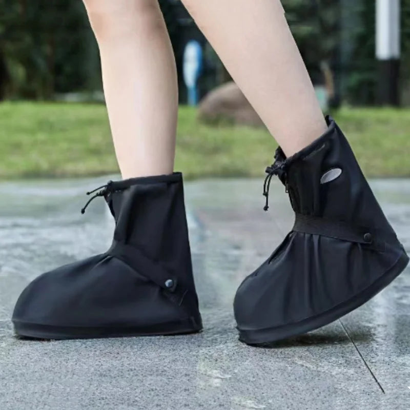 Cubrezapatos Impermeables para Lluvia, Ciclismo, Senderismo, Antideslizantes, de Cuero PU, Reutilizables, para Lluvia, Nieve, Arena Mojada