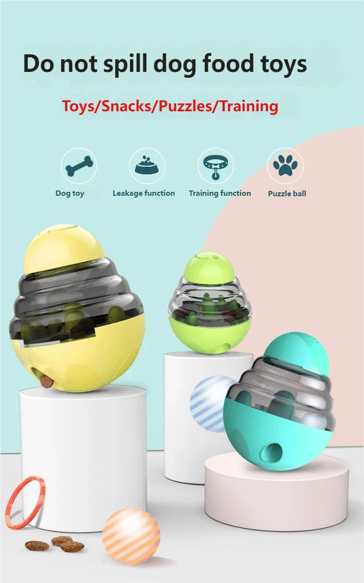 Juguete Dispensador de Comida para Perros, Tipo Rompecabezas, con Bola Antiderrames, Alimentador Lento