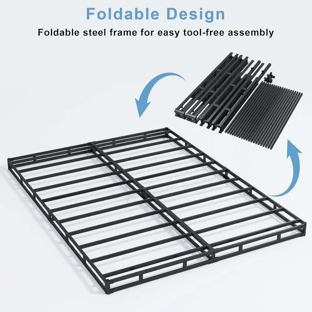 Somier de Caja Completo, Somier de Caja de Perfil Alto de 4 Pulgadas para Cama Matrimonial, Base de Colchón con Marco de Metal Reforzado