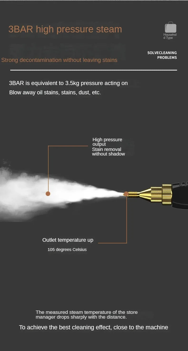 Limpiador a Vapor de Alta Temperatura, Lavadora a Presión, Máquina de Limpieza a Vapor para Aire Acondicionado, Cocina, Hogar y Automóvil