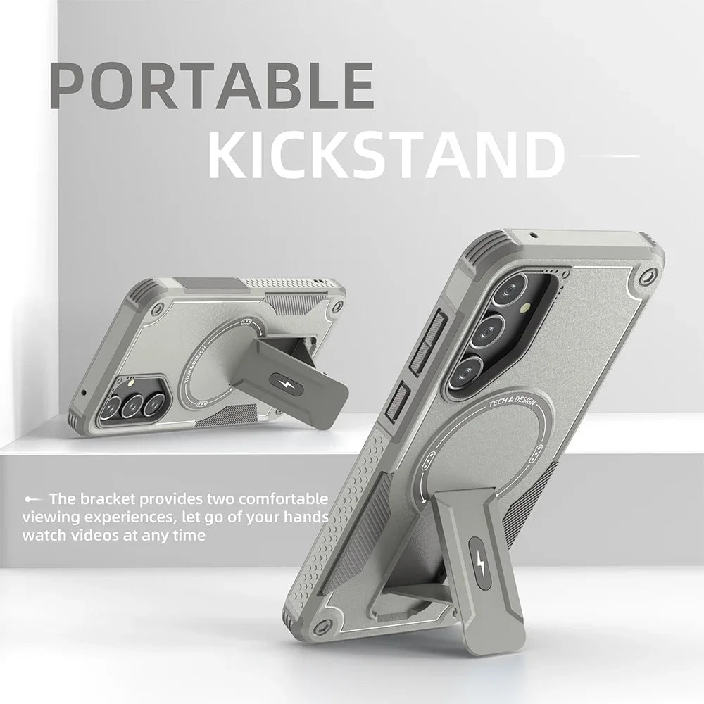Funda Magnética para Teléfono con Soporte para Samsung Galaxy A55 A16 A35 A25 A05 A54 5G, Carga Inalámbrica, Protección Contra Impactos