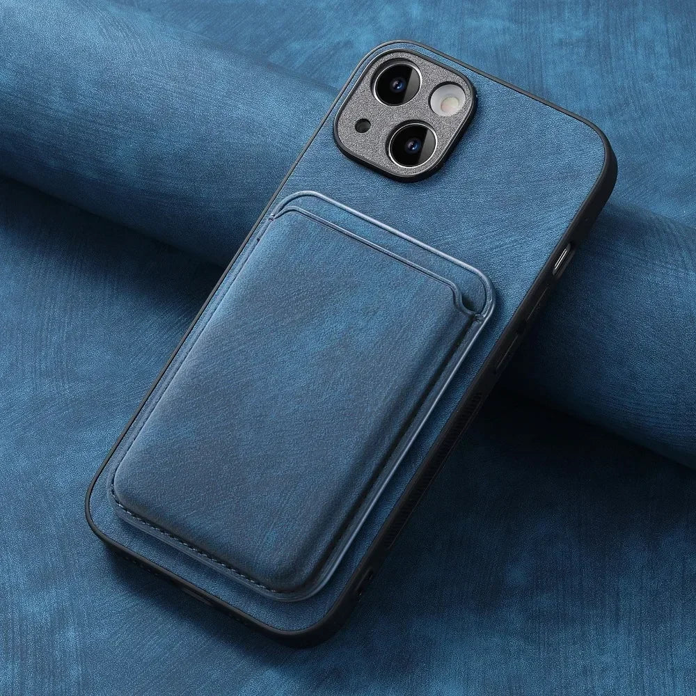 Funda de Cuero Vintage con Tarjetero Magnético Desmontable para iPhone 11 12 13 14 15 16 17 Pro Max Plus, Funda Protectora