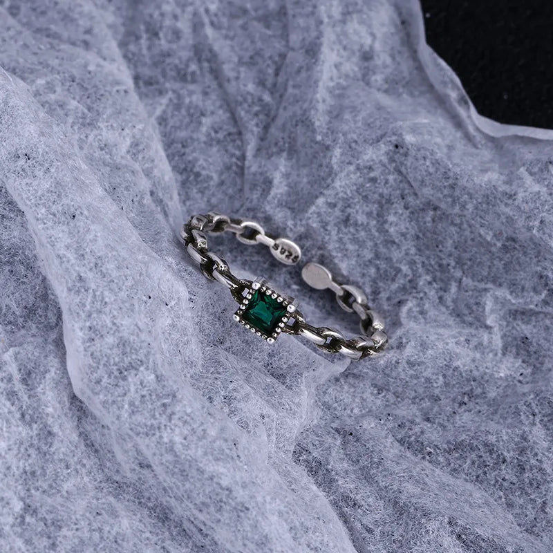 Anillo de Ópalo de Plata de Ley 925 para Mujer, Ajustable, para el Dedo Índice, Diseño Simple y Elegante, Joyería de Alta Gama, Regalo