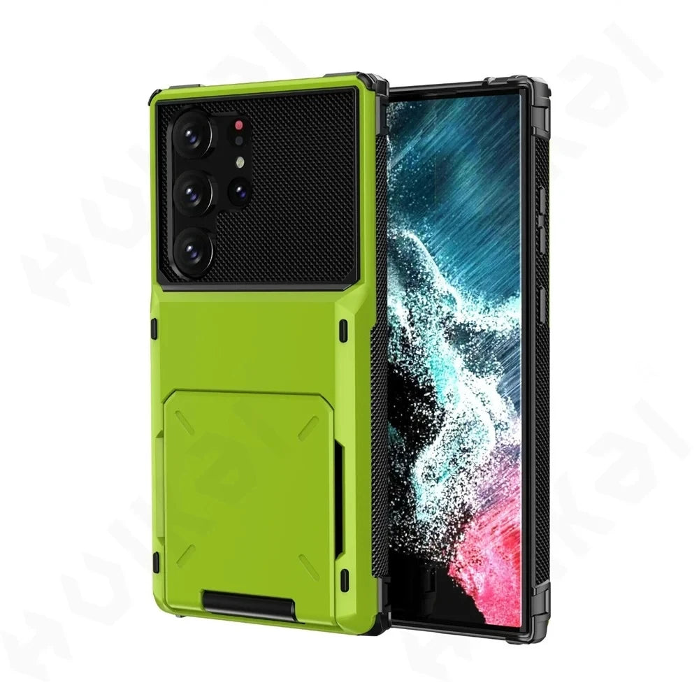 Funda con Tarjetero para Samsung Galaxy S26 Ultra S25 S24 S23 S25 FE A17 A56 A37, Funda Protectora Resistente con Ranura Oculta para Tarjetas