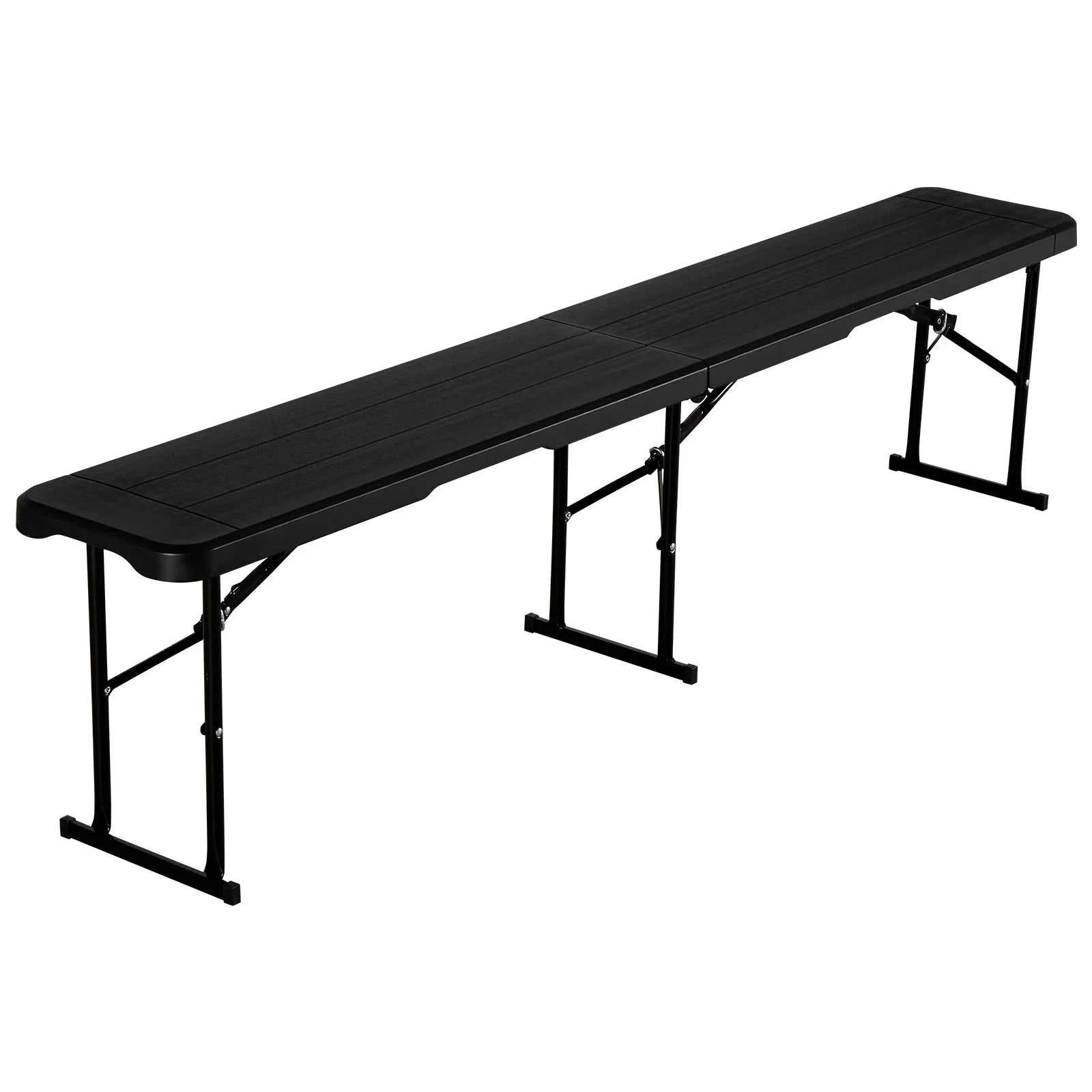 SucceBuy Banco plegable de plástico Banco plegable portátil de 6 pies con asa de transporte para actividades entretenidas de fútbol en el jardín Negro