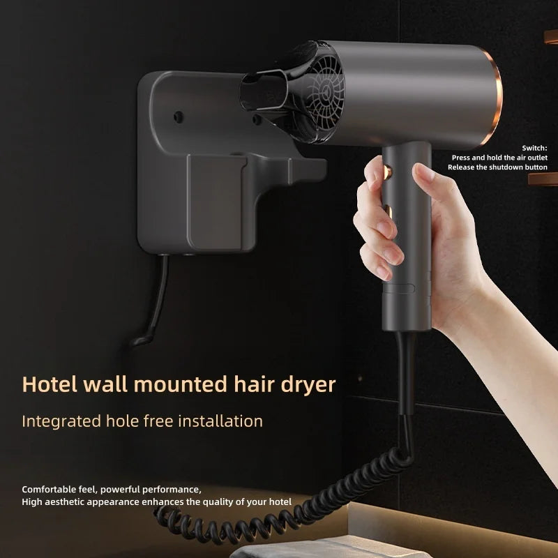 Nuevo Secador de Pelo Específico para Hoteles y Pensiones, 1600W de Alta Potencia, Secado Rápido, Montaje en Pared sin Perforaciones, Secador de Pelo Doméstico Tipo Cilindro