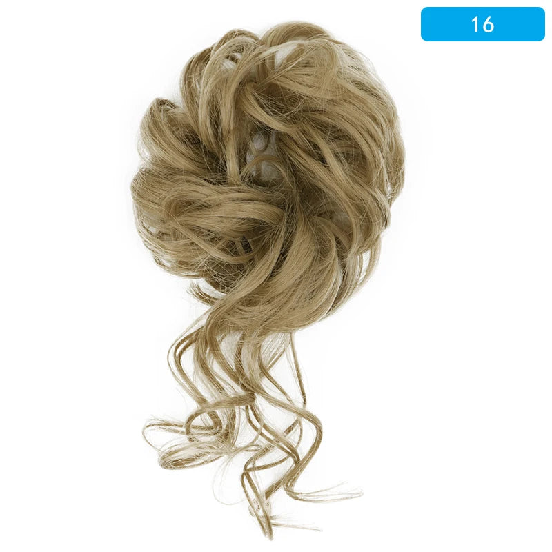 AZQUEEN-extensión de cabello de moño desordenado, banda elástica sintética, moño ondulado rizado, Scrunchies Donut Updo, postizo para mujer