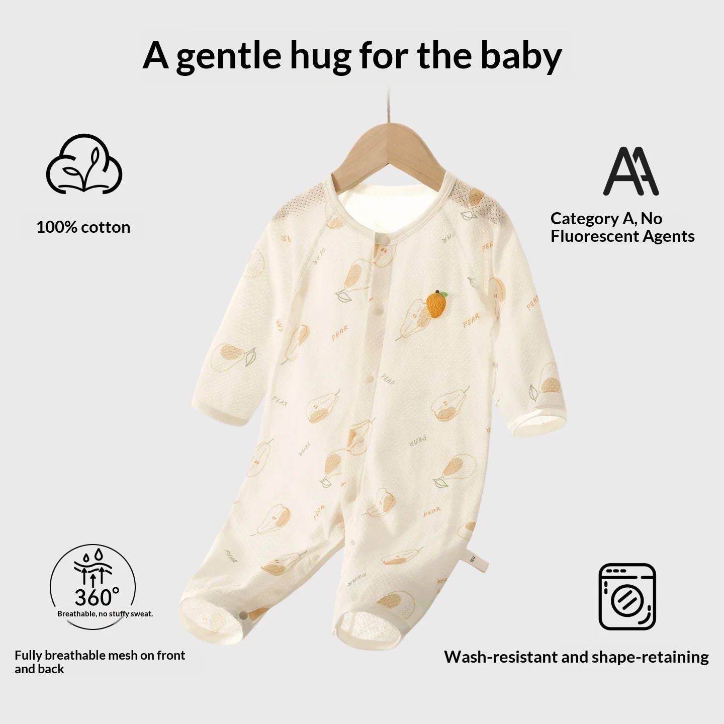 Traje de Verano para Bebés, de Algodón Puro, Manga Larga, Transpirable, Suave y Cómodo, con Aire Acondicionado