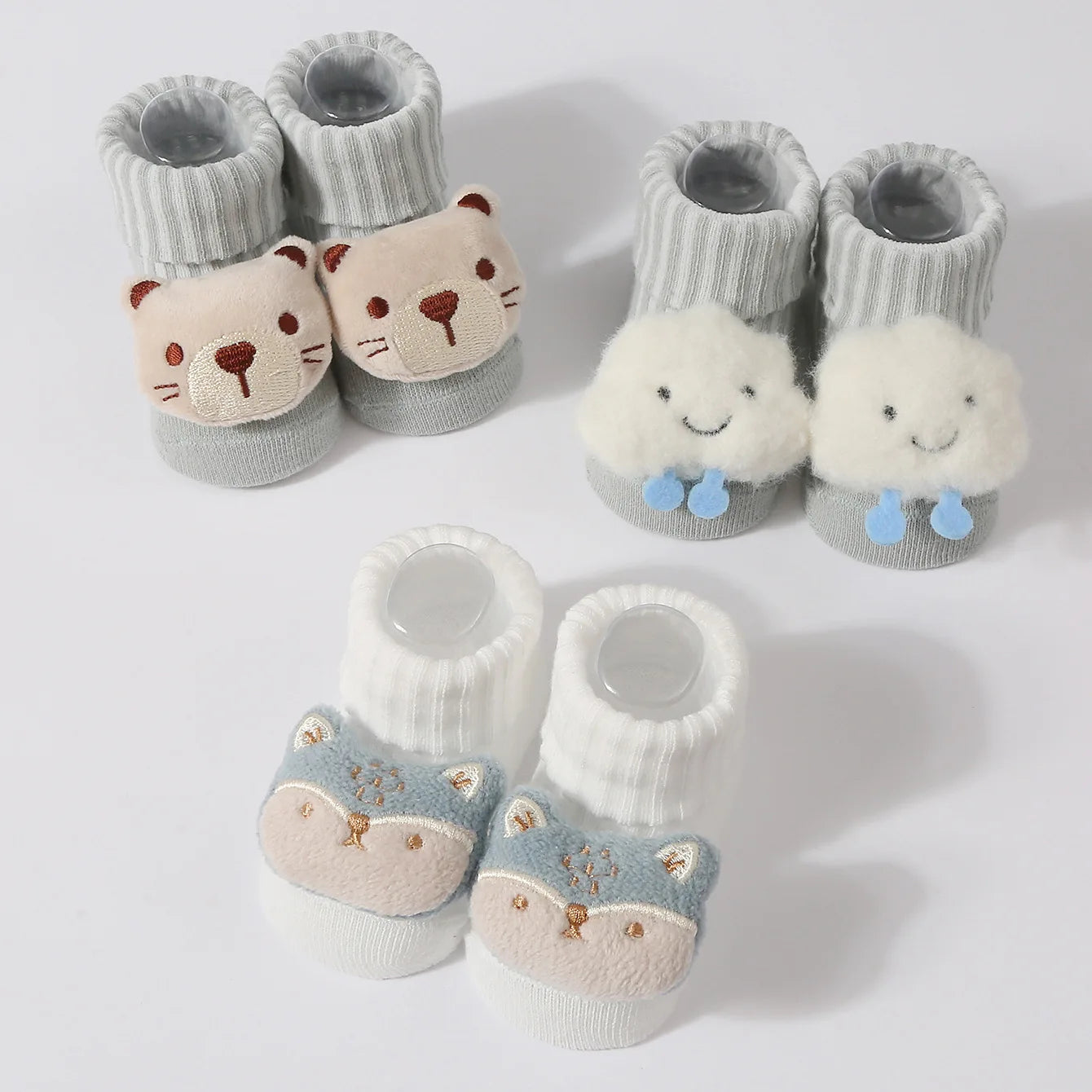 3 par/set de calcetines para bebés, accesorios para recién nacidos, animales de dibujos animados, ropa de regalo para niños, material infantil, calcetín transpirable de algodón