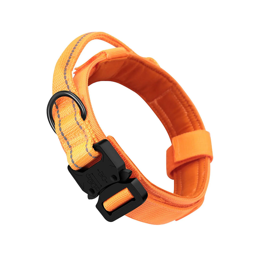 Collar táctico reflectante, collar de nailon ajustable para entrenamiento militar, collar para perro con asa, collar para perro de liberación rápida