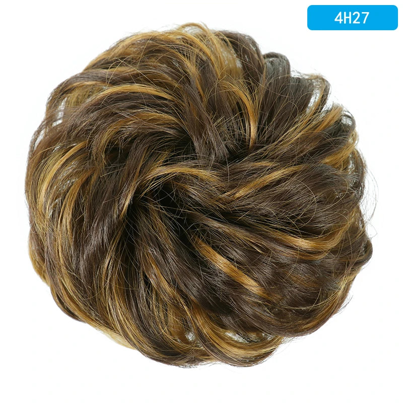 AZQUEEN-extensión de cabello de moño desordenado, banda elástica sintética, moño ondulado rizado, Scrunchies Donut Updo, postizo para mujer