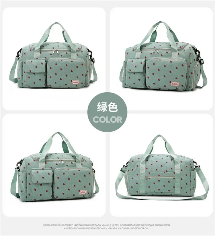 Bolsa de viaje de pana, bolsa de viaje de gran capacidad con compartimento para zapatos, bolsas deportivas para Fitness para mujer, bolsas de lona