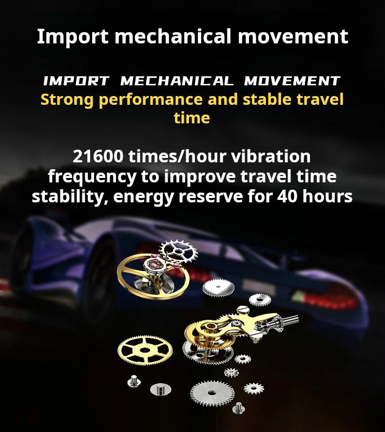 Reloj mecánico con volante ahuecado de HANBOROMen, reloj impermeable luminoso personalizado completamente automático