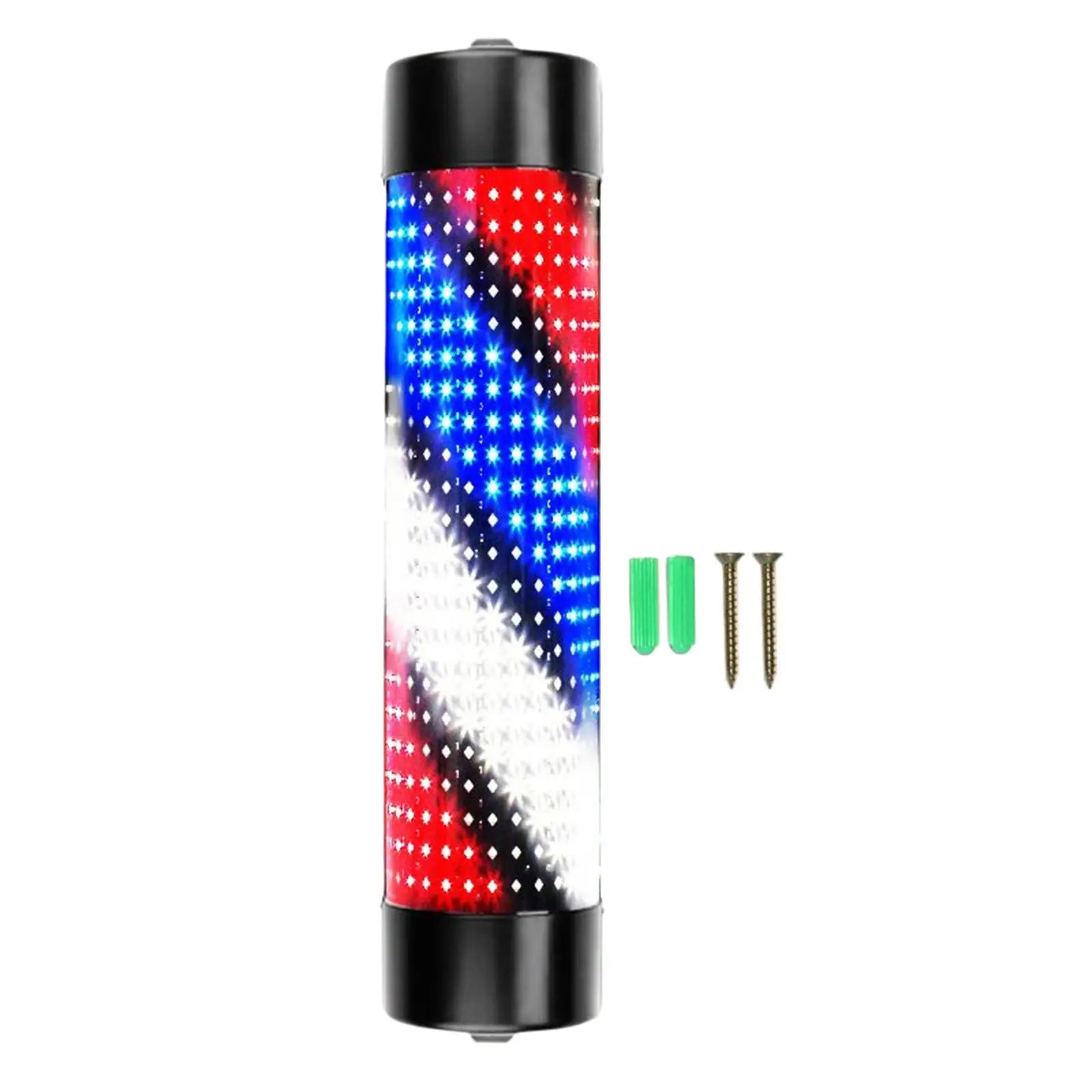 Luces de rayas de luz giratorias blancas, azules y rojas, impermeables, para barbería