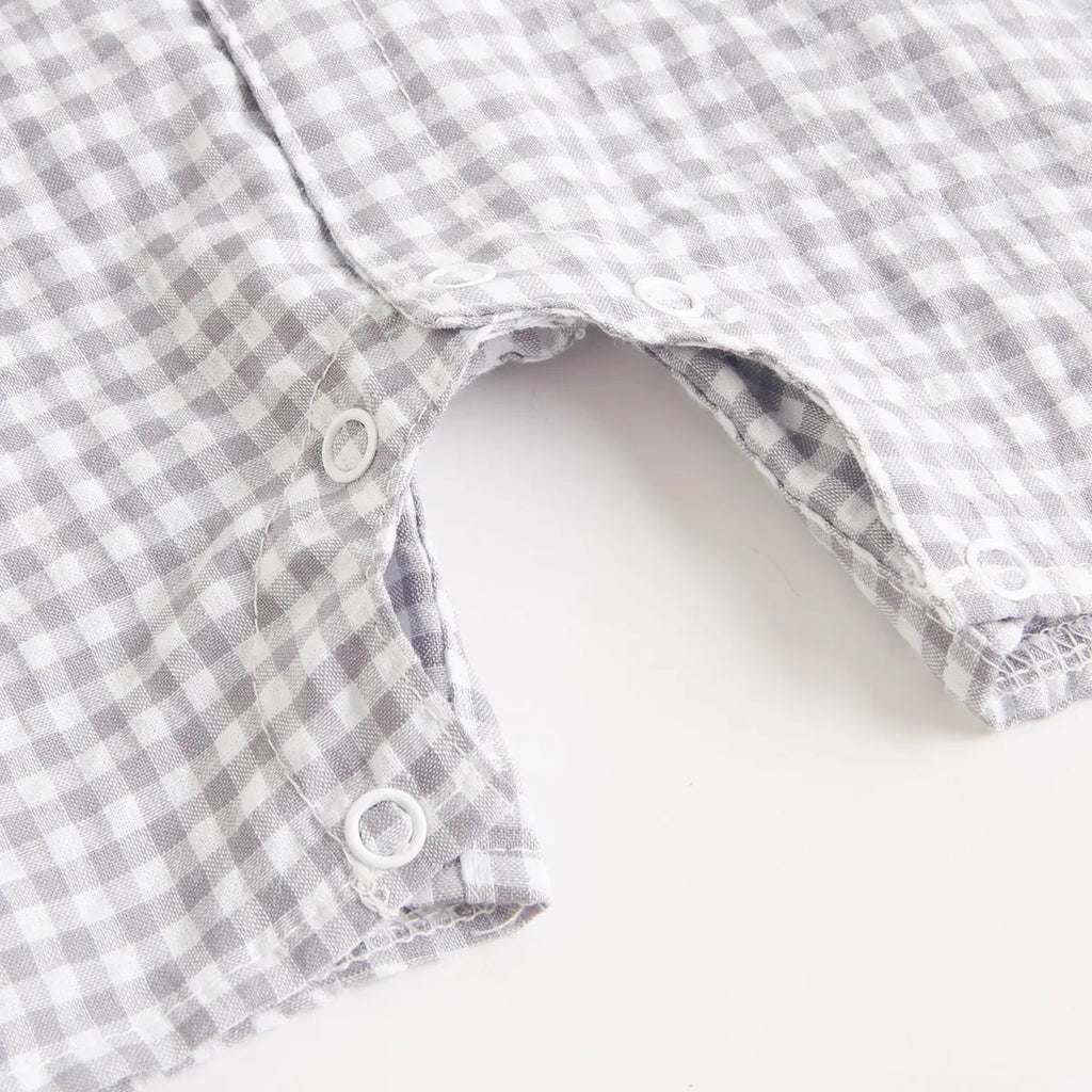 Monos de Verano de Algodón para Bebés, Ropa de Bebé a Cuadros de Manga Corta