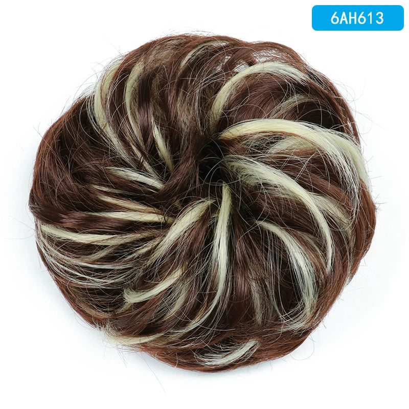 AZQUEEN-extensión de cabello de moño desordenado, banda elástica sintética, moño ondulado rizado, Scrunchies Donut Updo, postizo para mujer