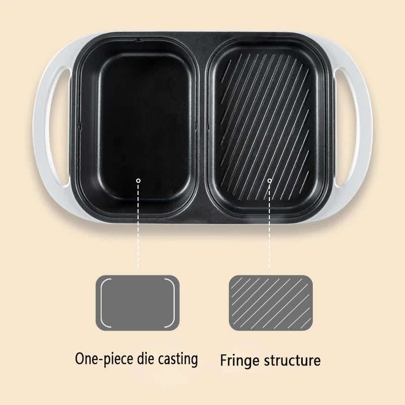 Olla y plancha Shabu antiadherente 2 en 1, ollas múltiples para barbacoa, olla Shabu Shabu con parrilla, filetes, Ramen y fideos, olla de Cocina eléctrica