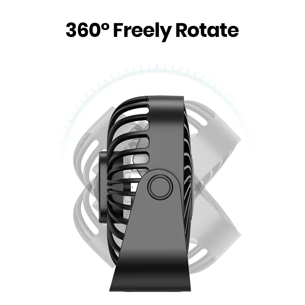 TOPK Mini ventilador portátil USB de 4 pulgadas para acampar, ventilador personal de mesa de escritorio silencioso de 3 velocidades, 360 ° Ajuste de ventiladores de pie para la habitación del hogar