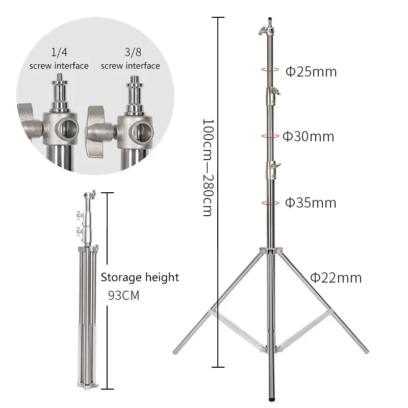 Trípode de presión de aire de 290cm con rodamiento de 10kg para cámara, soporte de luz de acero inoxidable para anillo de luz en vivo, Youtube y fotografía suave