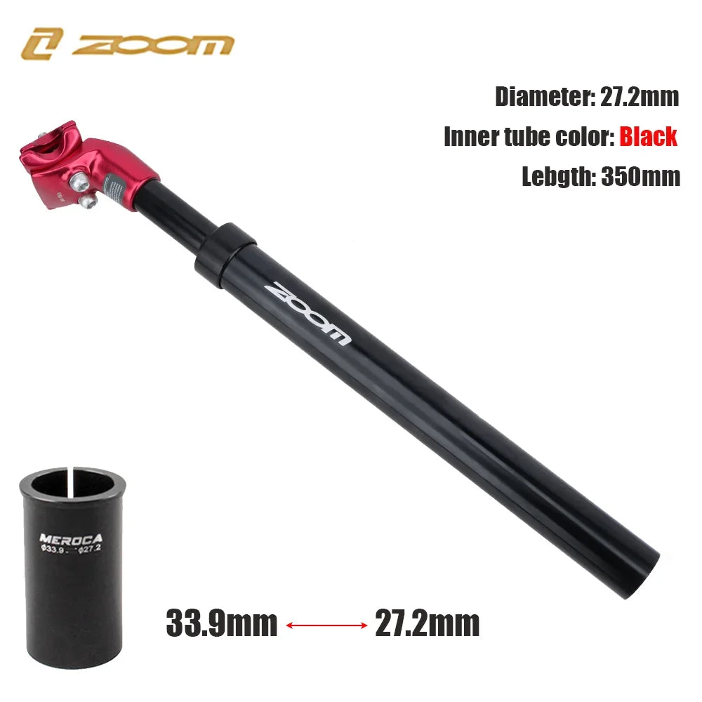 ZOOM-tija de sillín de suspensión para bicicleta de montaña, amortiguador, Alu, 27,2, 28,6, 30,1, 30,4, 30,9, 31,6, 33,9mm