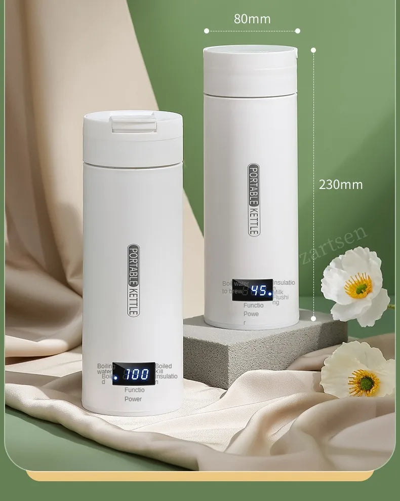 Hervidor eléctrico de viaje de 500ML, hervidor térmico portátil para agua hirviendo rápida, calentador de leche para bebé, hervidores térmicos de acero inoxidable 304