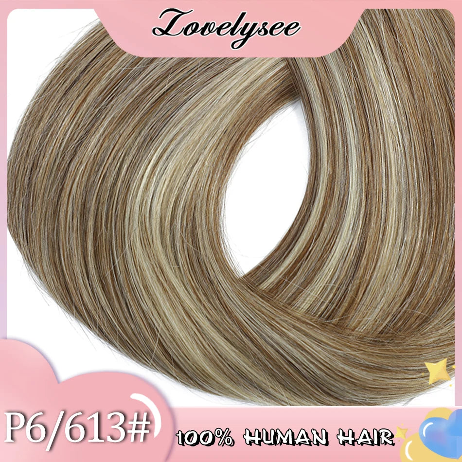 Lovelysee 3/4 media peluca de cabello humano con Clip en extensiones de cabello cabello Remy liso sedoso Color marrón suave 150% 180% peluca para mujeres
