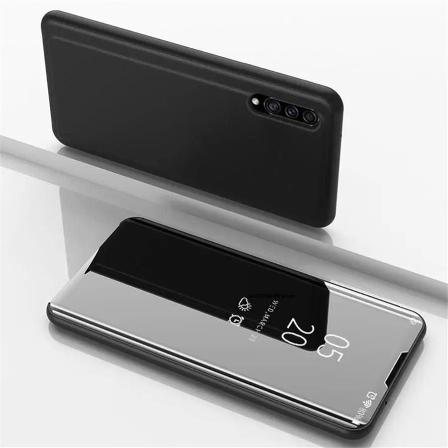 Funda con Tapa Abatible y Espejo Inteligente para Samsung Galaxy S25 Ultra, S25 Edge, S24 Plus, S25Plus, S25Ultra, S25Edge, Funda de Cuero para Teléfono