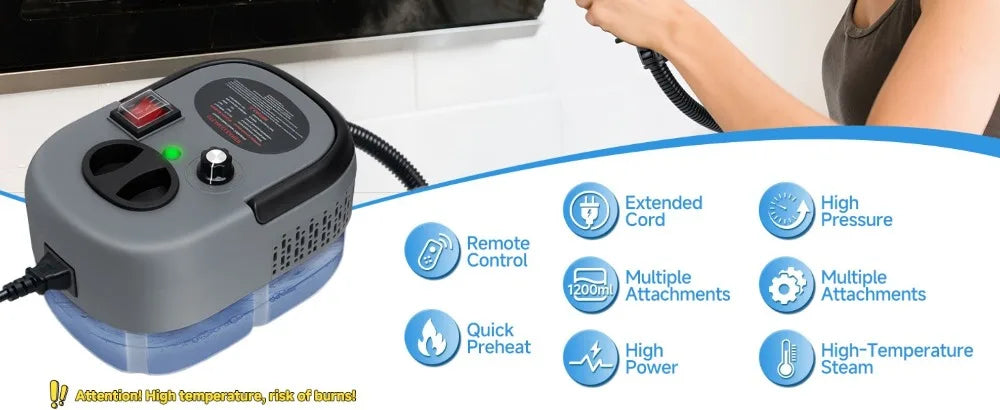 Limpiador a vapor de 2500W, lavadora a presión de alta temperatura, máquina de limpieza a vapor, aire acondicionado, cocina, hogar, coche, limpiador a vapor