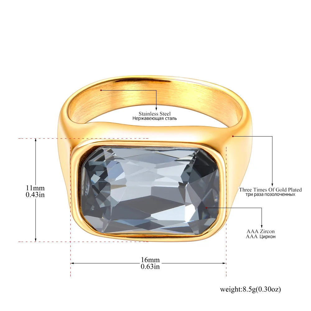 Lokaer, anillo de boda de acero inoxidable con circonita cúbica brillante de lujo, chapado en oro de 18 quilates PVD, joyería resistente al agua R24007