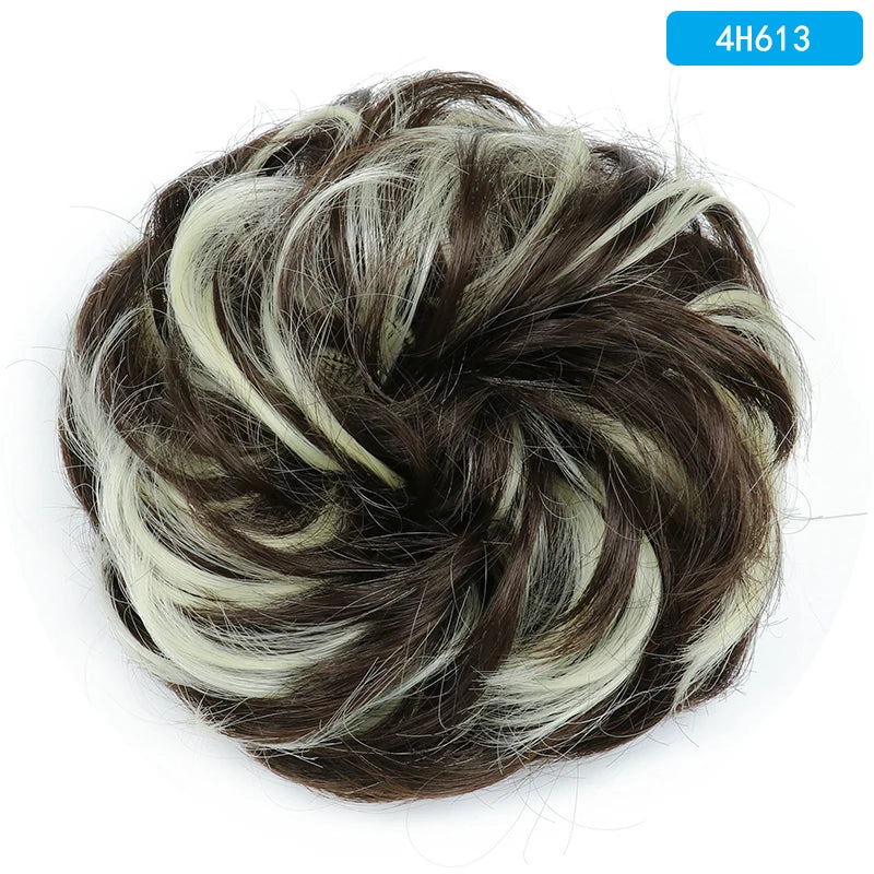 AZQUEEN-extensión de cabello de moño desordenado, banda elástica sintética, moño ondulado rizado, Scrunchies Donut Updo, postizo para mujer