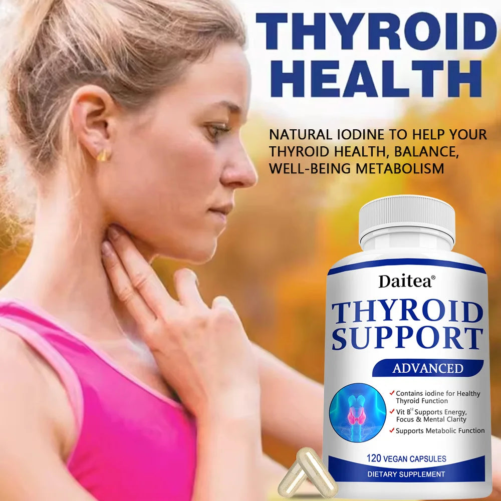 Suplemento Tiroideo con L-tirosina, Iodo, Zinc y Selenio - Promueve la Memoria, Cognitiva, Salud y Metabolismo de Tiroides, NO-GMO