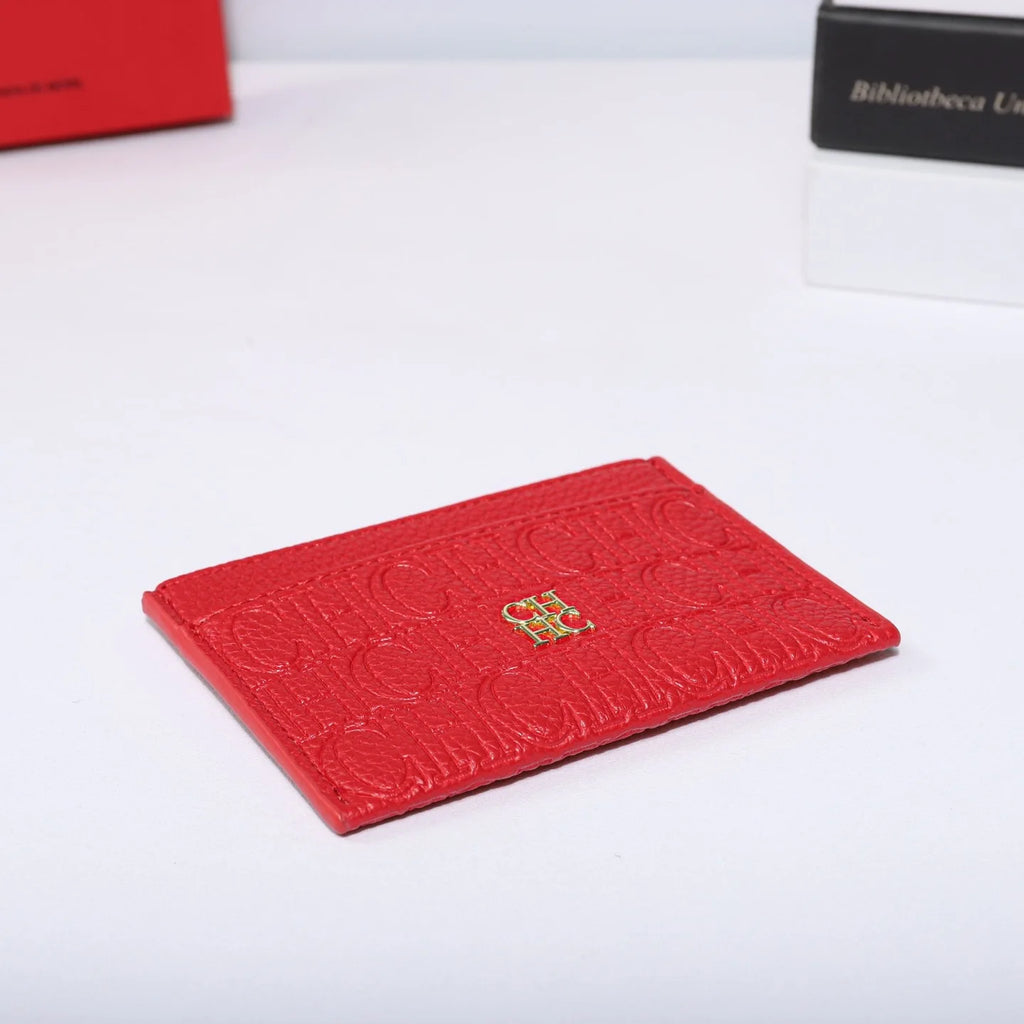 Cartera Clásica de Moda para Hombre y Mujer, Diseño de Letras con Textura Genuina, Clip para Tarjetas, Empaque Simple CH