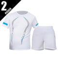 Conjunto de manga corta para hombre de las cuatro estaciones, camiseta estampada de secado rápido para deportes juveniles, Fitness, correr, cómodo e informal, 2 piezas