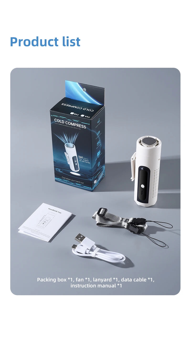 Nuevo Ventilador Turbo de Refrigeración ICE para Semiconductores 2026, Ventilador Portátil USB 3 en 1 para Cuello y Cintura, Pantalla LED, Mini Ventilador sin Escobillas de 3000mAh