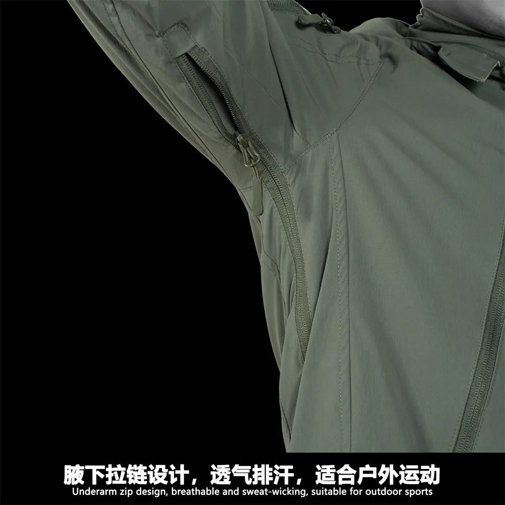 Chaqueta táctica delgada de nylon para exteriores, modelo Tr RG Light Cavalry, impermeable, con capucha, tipo softshell, para asalto.