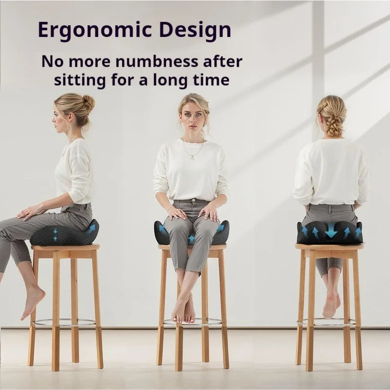 Cojín de asiento ergonómico de espuma viscoelástica gruesa para sillas de oficina: almohadilla para silla resistente con funda extraíble, ideal para la parte inferior de la espalda