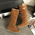 Botas de nieve de longitud media europeas y americanas, Botas de moda mate con encaje interior elevado, Botas Altas Plataforma Mujer Zapatos 2023