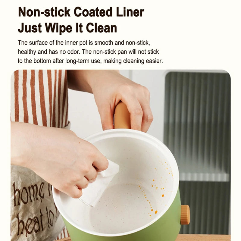Olla eléctrica, aparato de cocina de doble capa para el hogar, olla caliente, calentador de sopa, cocina multifunción, Mini sartén antiadherente