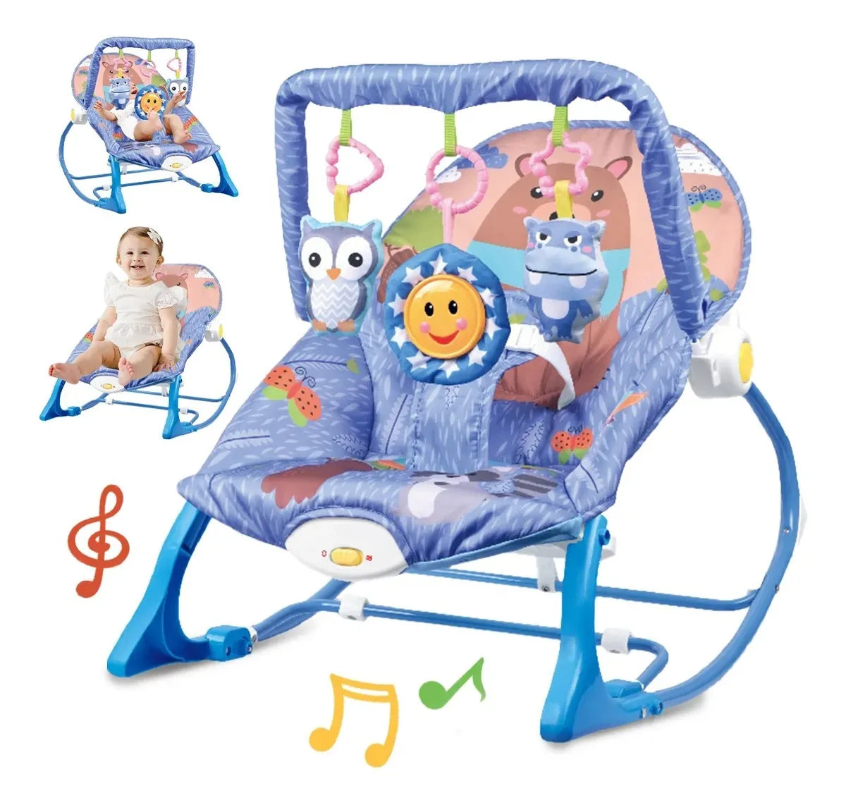 Mecedora de bebé, juguete eléctrico para bebé, música relajante, reclinable para persuadir al bebé, artefacto