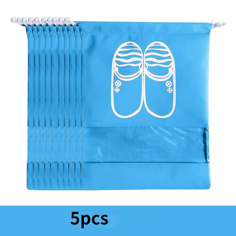 Organizador de zapatos Visible, bolsa de almacenamiento con cordón no tejido grueso a prueba de polvo, bolsa de viaje para ropa, bolsos de almacenamiento, 1/3/5 Uds.