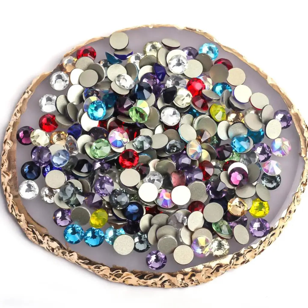 VC 2088-diamantes de imitación para decoración de uñas, 16 caras de corte, cristales brillantes, ss10-30 Strass 8Big + 8Small, sin fijación térmica