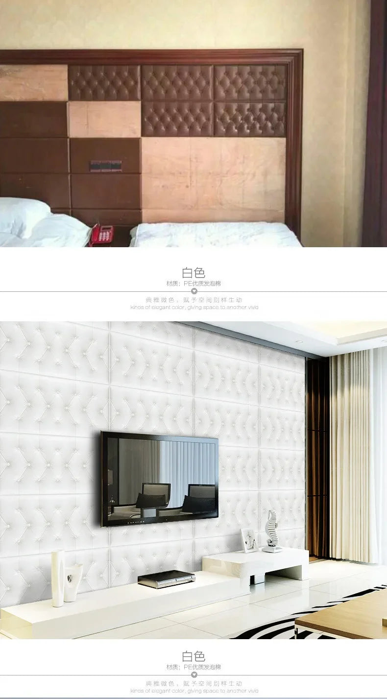 Papel Tapiz Autoadhesivo 3D, Almohadilla de Pared Anticolisión, para Dormitorio Infantil, Sala de Estar, Almohadilla de Espuma Suave, Decoración del Hogar