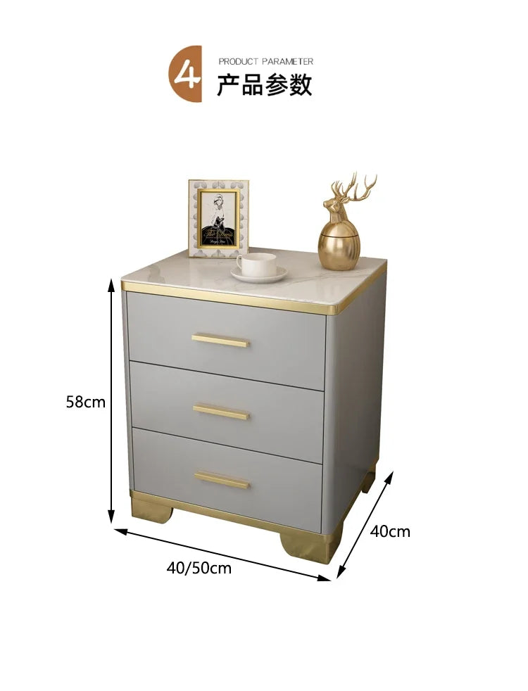 Mesita de Noche con Cajones, Mesa Auxiliar para Cama, Gabinete Blanco, Mesitas de Noche con Almacenamiento, Mueble Criado Mudo