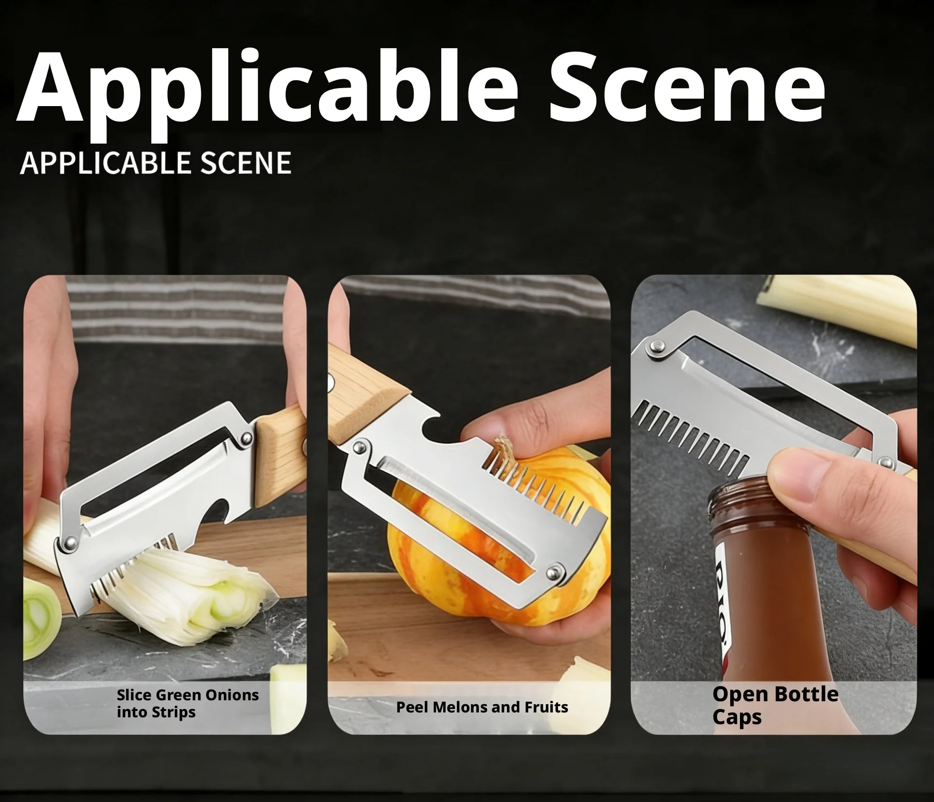 Nuevo Cuchillo Pelador Ergonómico 2026 con Mango de Madera, Pelador de Verduras de Acero Inoxidable con Mango de Madera, Pelador 2 en 1 para Frutas y Patatas