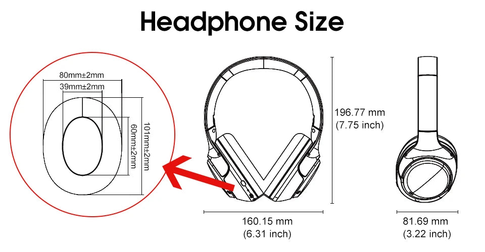 QCY H3 ANC Auriculares inalámbricos 43dB Cancelación activa de ruido Auriculares con cable/inalámbrico Bluetooth 5.4 Auriculares de audio de alta resolución 60 horas