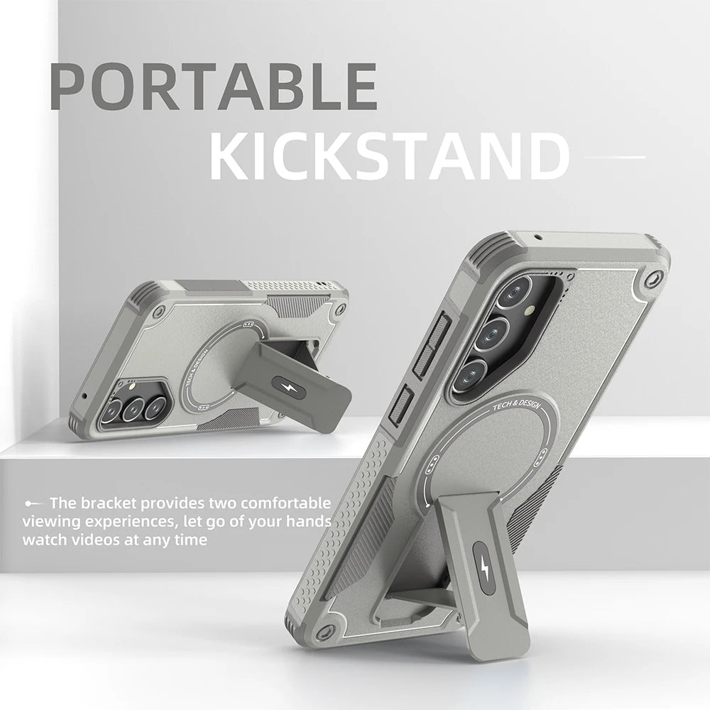 Funda Magnética para Teléfono con Soporte para Samsung Galaxy A55 A16 A35 A25 A05 A54 5G, Carga Inalámbrica, Protección Contra Impactos