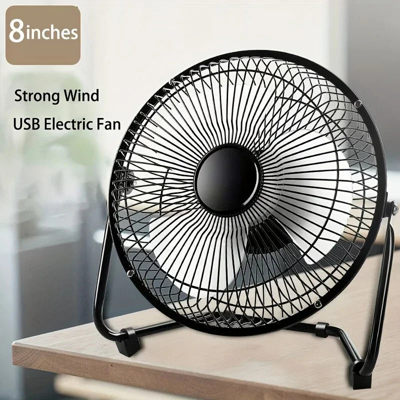 Ventilador de escritorio eléctrico USB portátil de escritorio de 4/6/8 "con 2 velocidades ajustables, 4 aspas para un fuerte flujo de aire y 360 °   Ángulo ajustable